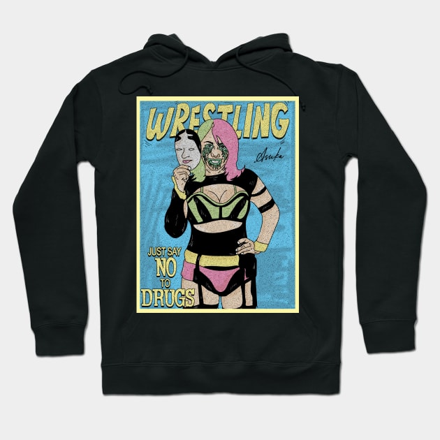 Artwork Asuka Wrestling // Just Say No To Drugs Hoodie by Pinjem Seratus